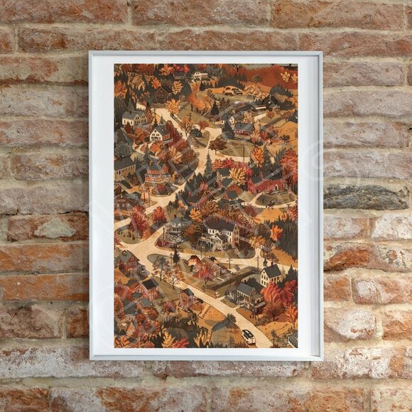 Fall Town 11x17 Art Print (Fall Vibes, Fall Print, Fall Decor) - Picture 1 of 2